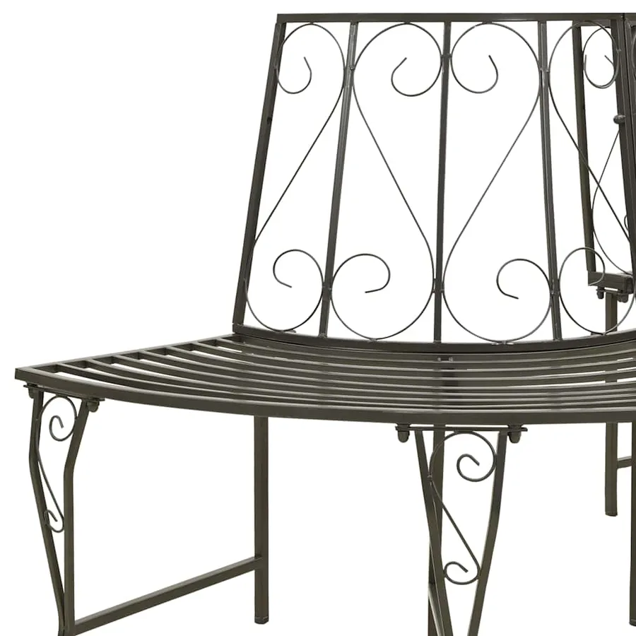 Garden tree bench Semi-round 160 cm Steel - 4