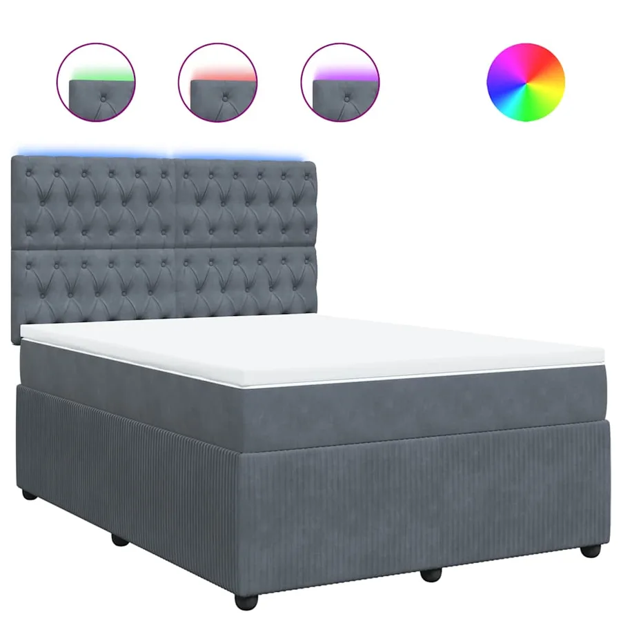 Sommier à lattes de lit et matelas Gris foncé 140x190cm Velours - 2