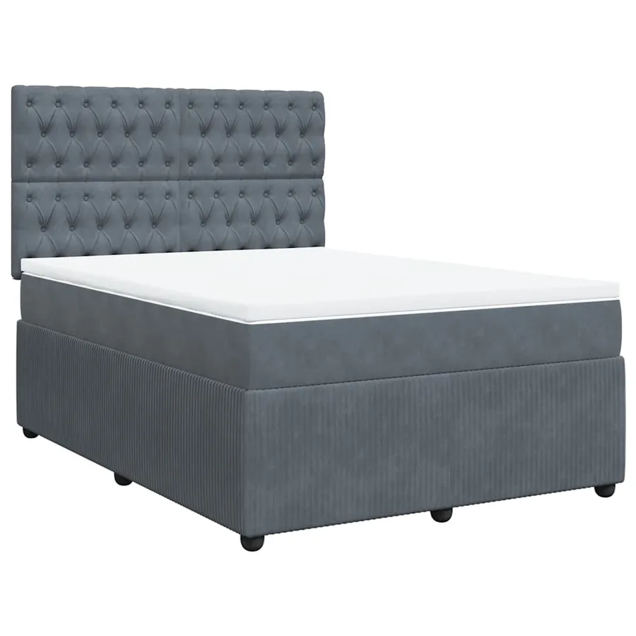 Sommier à lattes de lit et matelas Gris foncé 140x190cm Velours - 3