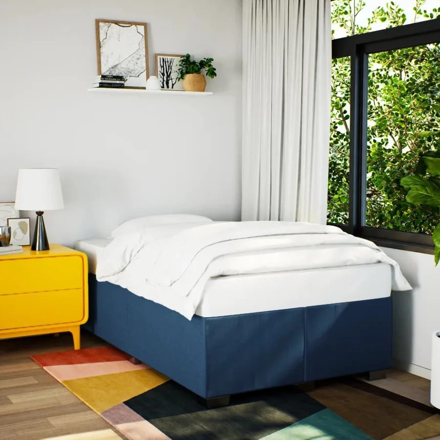 Sommier à lattes de lit avec matelas bleu 120x190 cm tissu - 3
