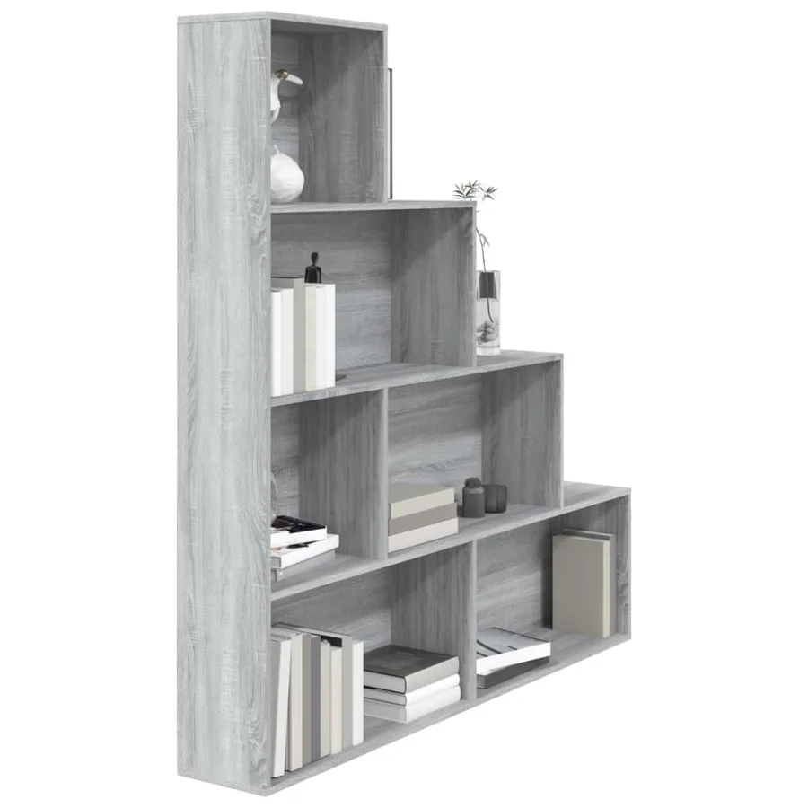 Armoire à livres Sonoma gris 155x24x160 cm - 6