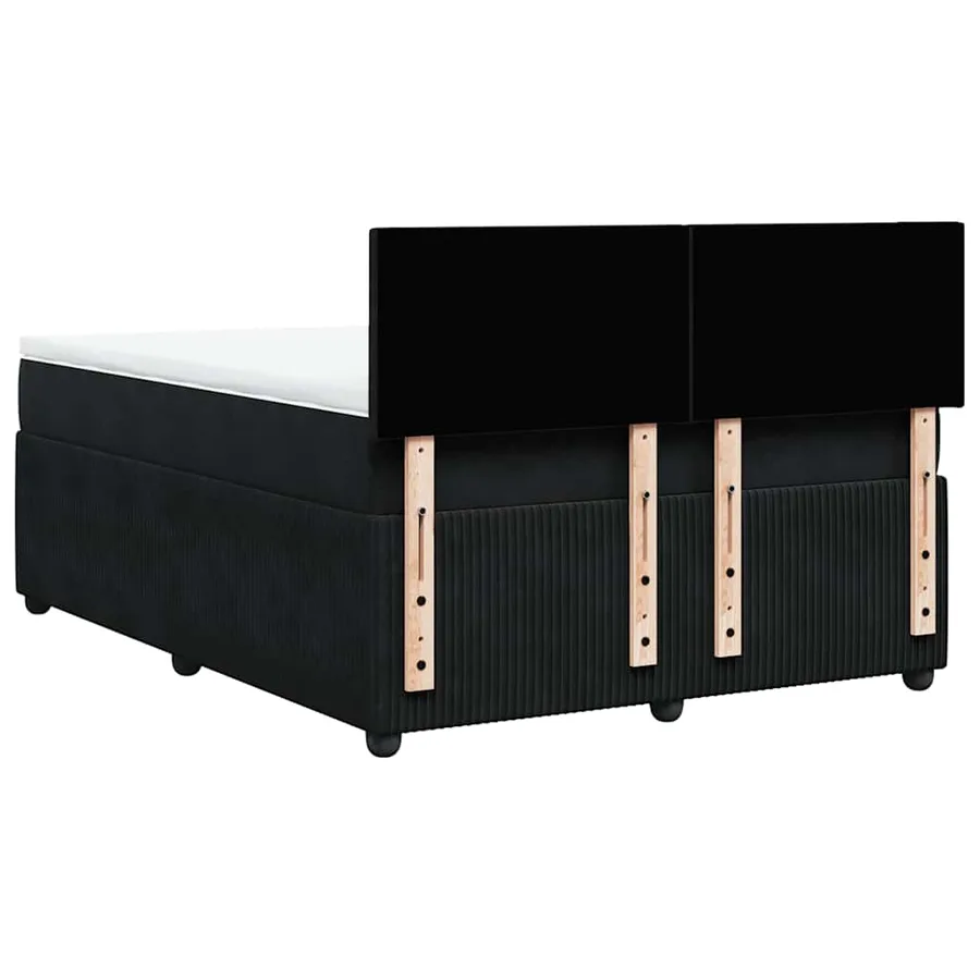 Sommier à lattes de lit avec matelas Noir 140x190 cm Velours - 8