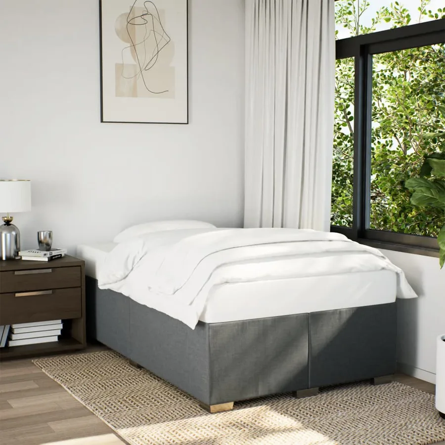 Sommier à lattes de lit avec matelas gris foncé 120x190cm tissu - 3