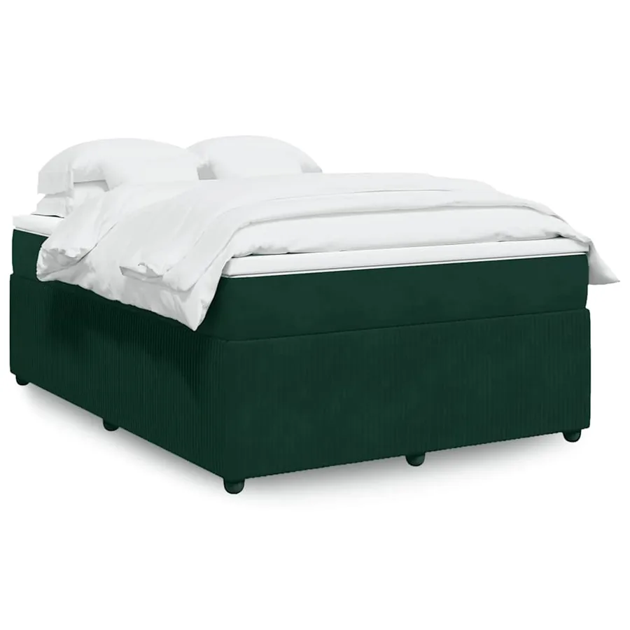 Sommier à lattes de lit et matelas Vert foncé 160x200cm Velours