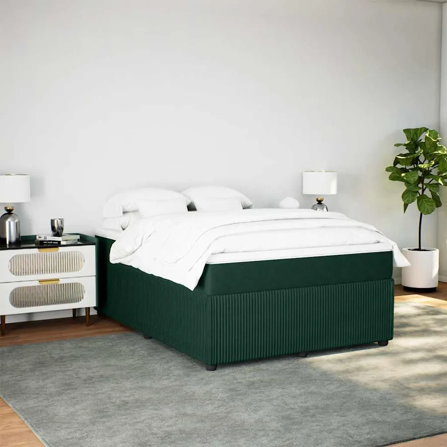 Sommier à lattes de lit et matelas Vert foncé 160x200cm Velours - 3