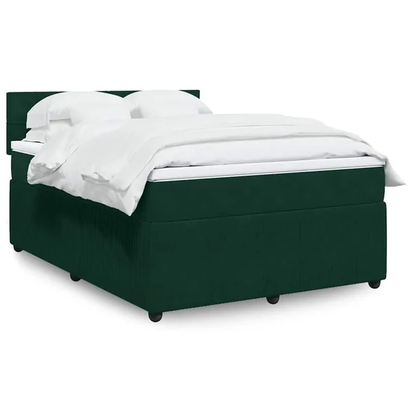 Sommier à lattes de lit et matelas Vert foncé 160x200cm Velours