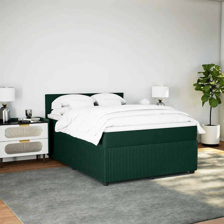 Sommier à lattes de lit et matelas Vert foncé 160x200cm Velours - 4