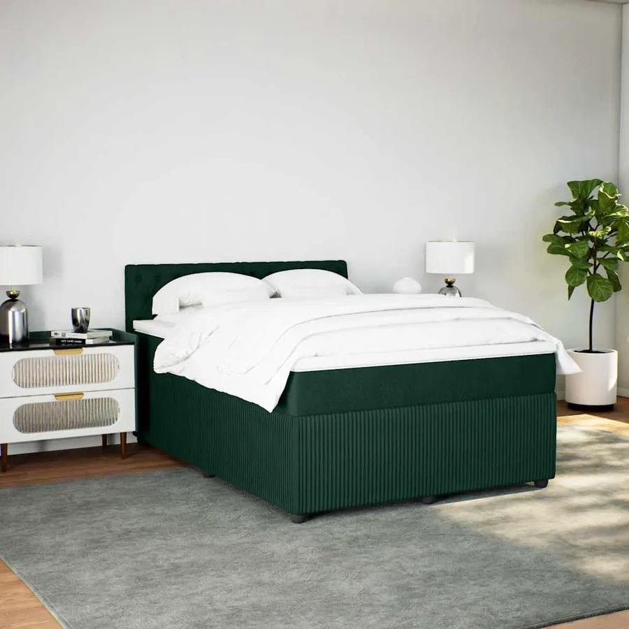 Sommier à lattes de lit et matelas Vert foncé 160x200cm Velours - 4