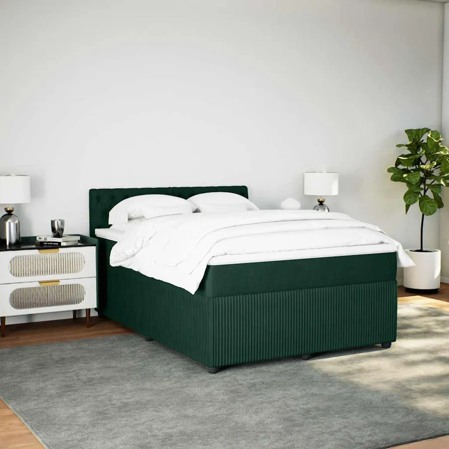 Sommier à lattes de lit et matelas Vert foncé 160x200cm Velours - 3