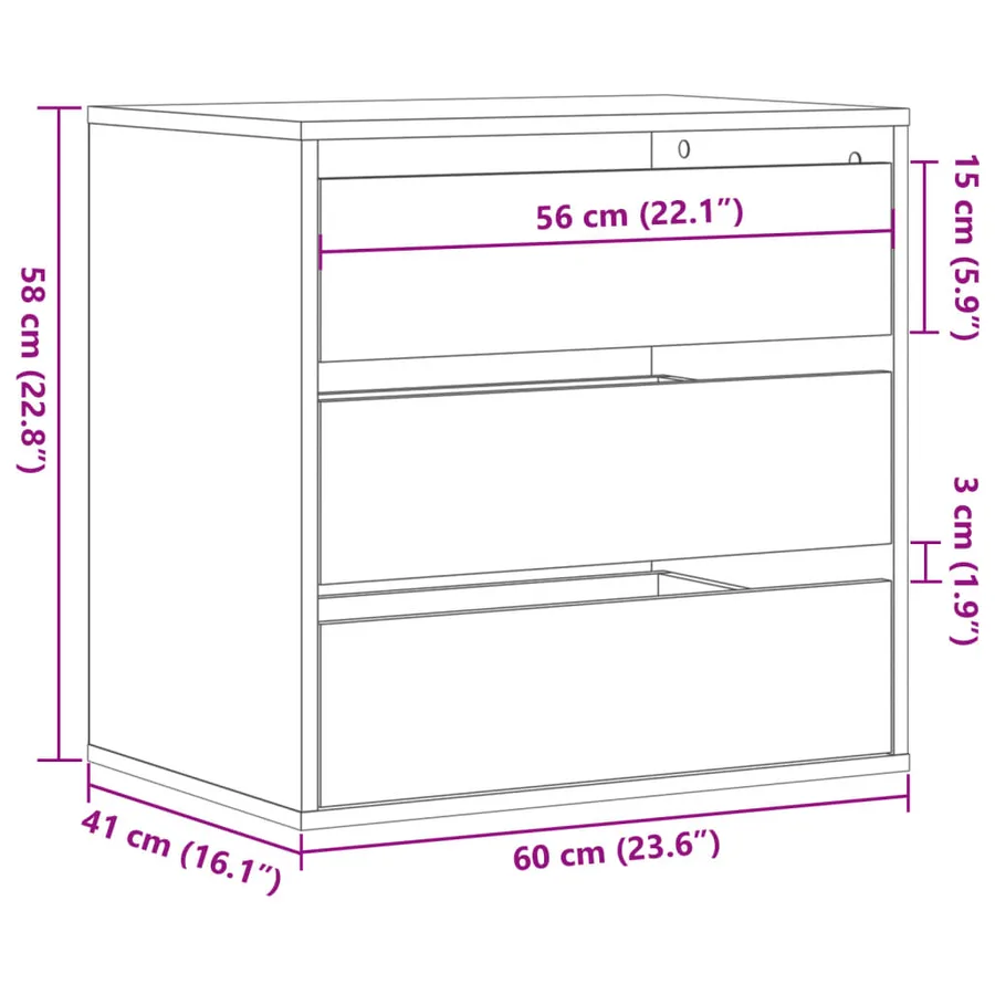 Commode d'angle vieux bois 60x41x58 cm bois d'ingénierie - 10