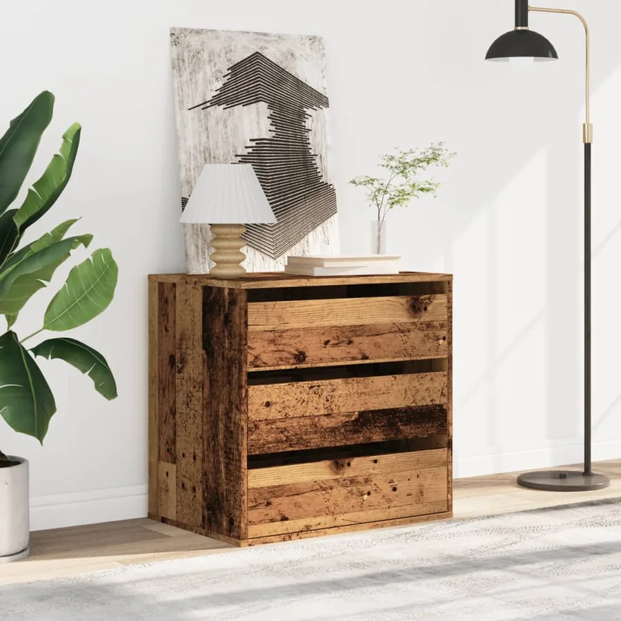 Commode d'angle vieux bois 60x41x58 cm bois d'ingénierie - 3
