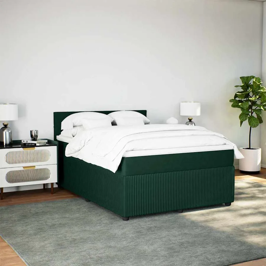 Sommier à lattes de lit et matelas Vert foncé 160x200cm Velours - 3