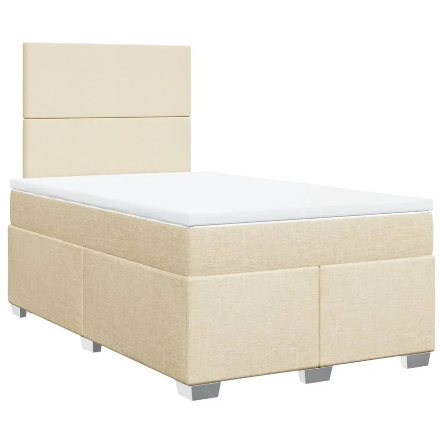 Sommier à lattes de lit avec matelas crème 120x190 cm tissu - 3