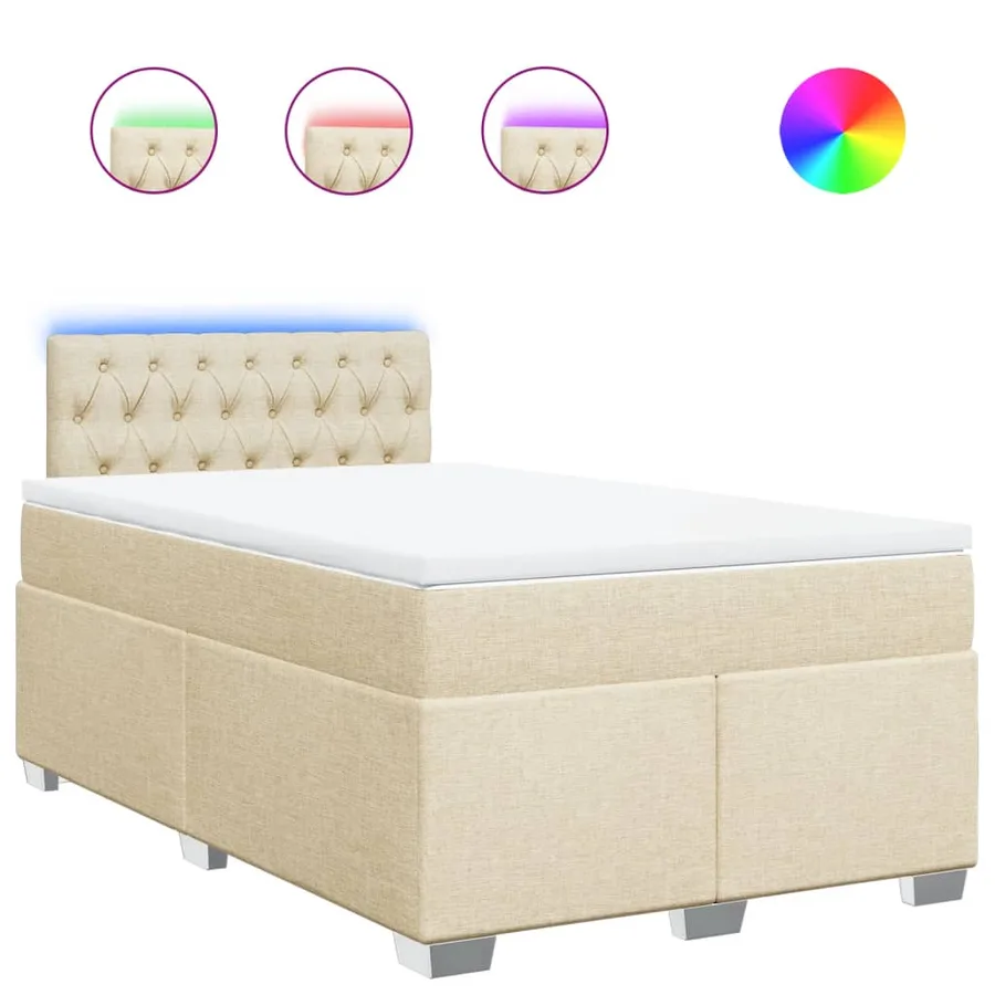 Sommier à lattes de lit avec matelas crème 120x190 cm tissu - 2