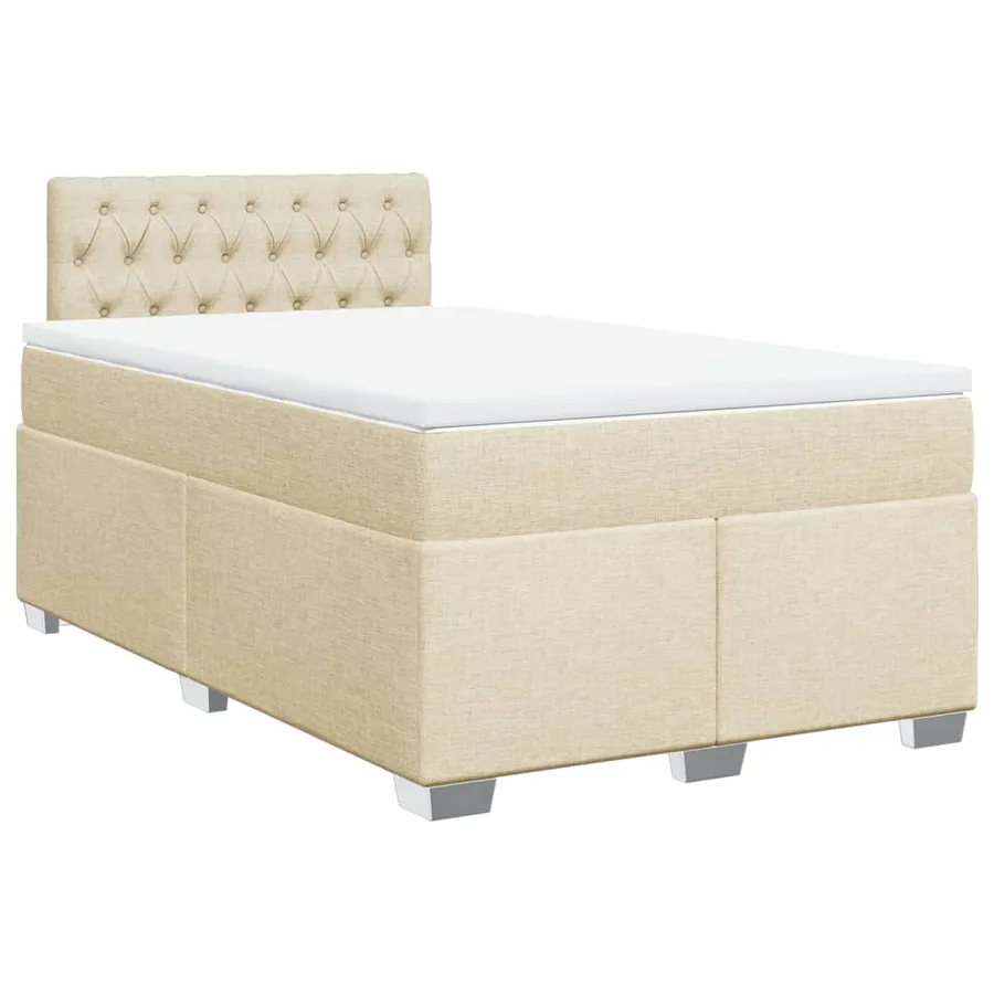 Sommier à lattes de lit avec matelas crème 120x190 cm tissu - 3