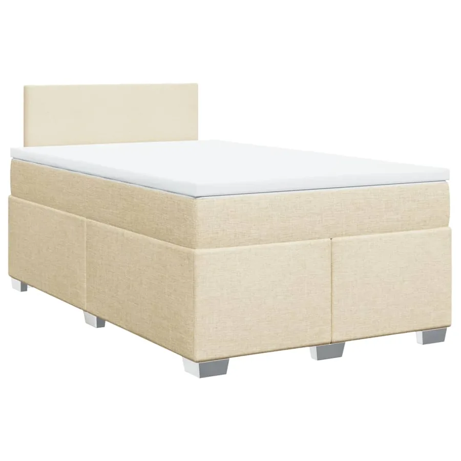 Sommier à lattes de lit avec matelas crème 120x190 cm tissu - 2