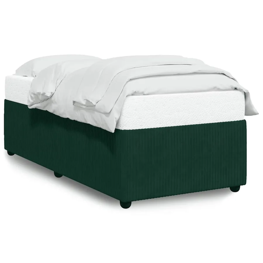 Cadre de lit sans matelas vert foncé 90x190 cm velours - 2