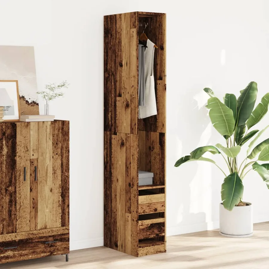 Garde-robe vieux bois 30x50x200 cm bois d'ingénierie - 3