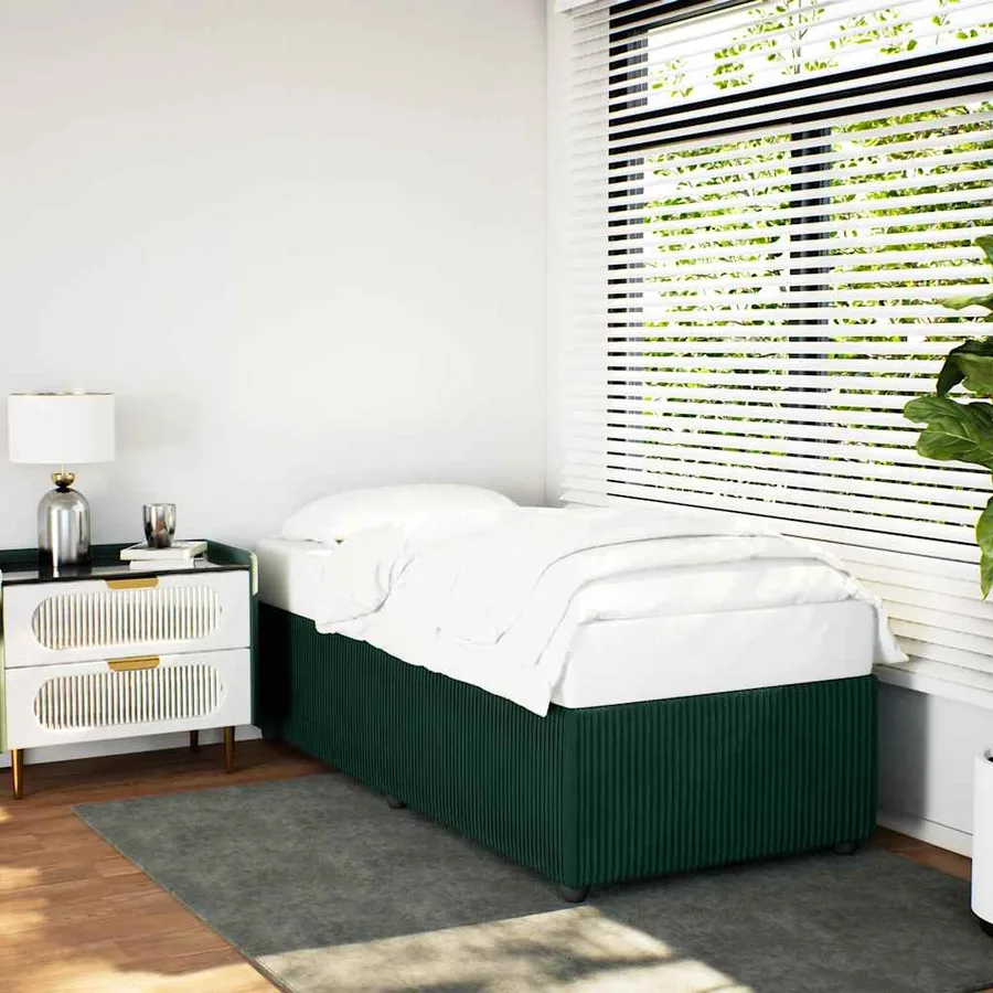 Cadre de lit sans matelas vert foncé 90x200 cm velours - 2