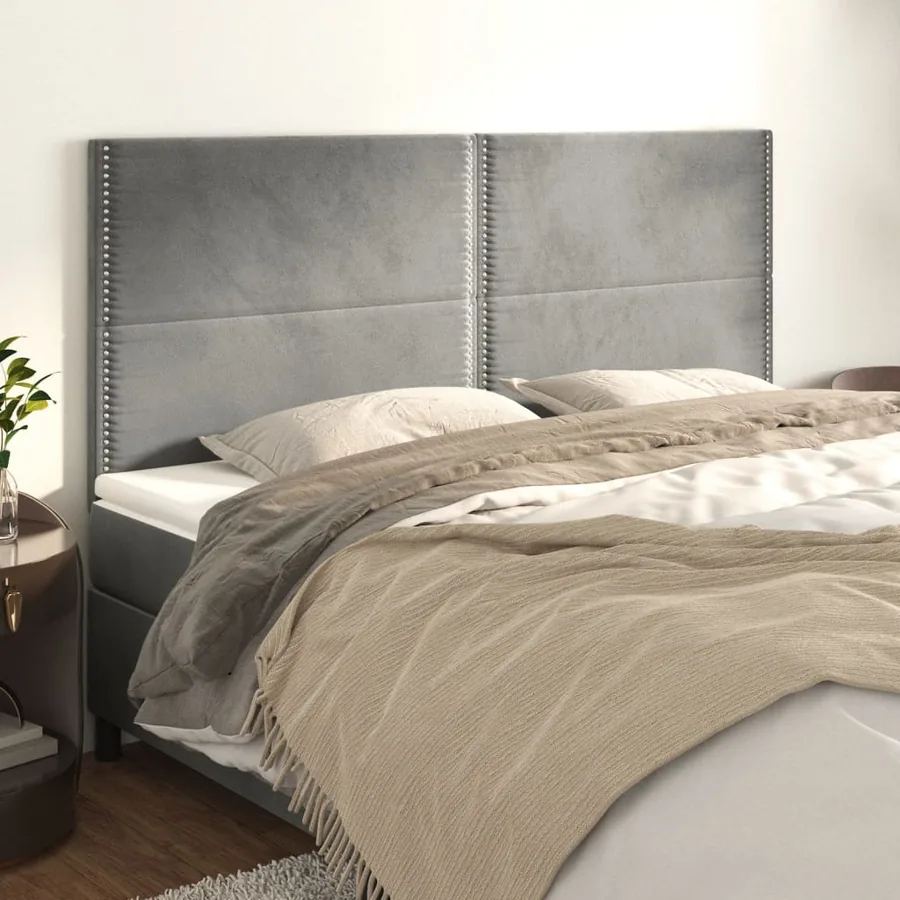 Tête de lit Gris clair 200x5x118/128 cm Velours