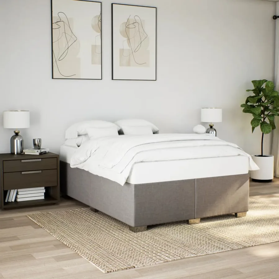 Sommier à lattes de lit avec matelas Taupe 160x200 cm Tissu - 3