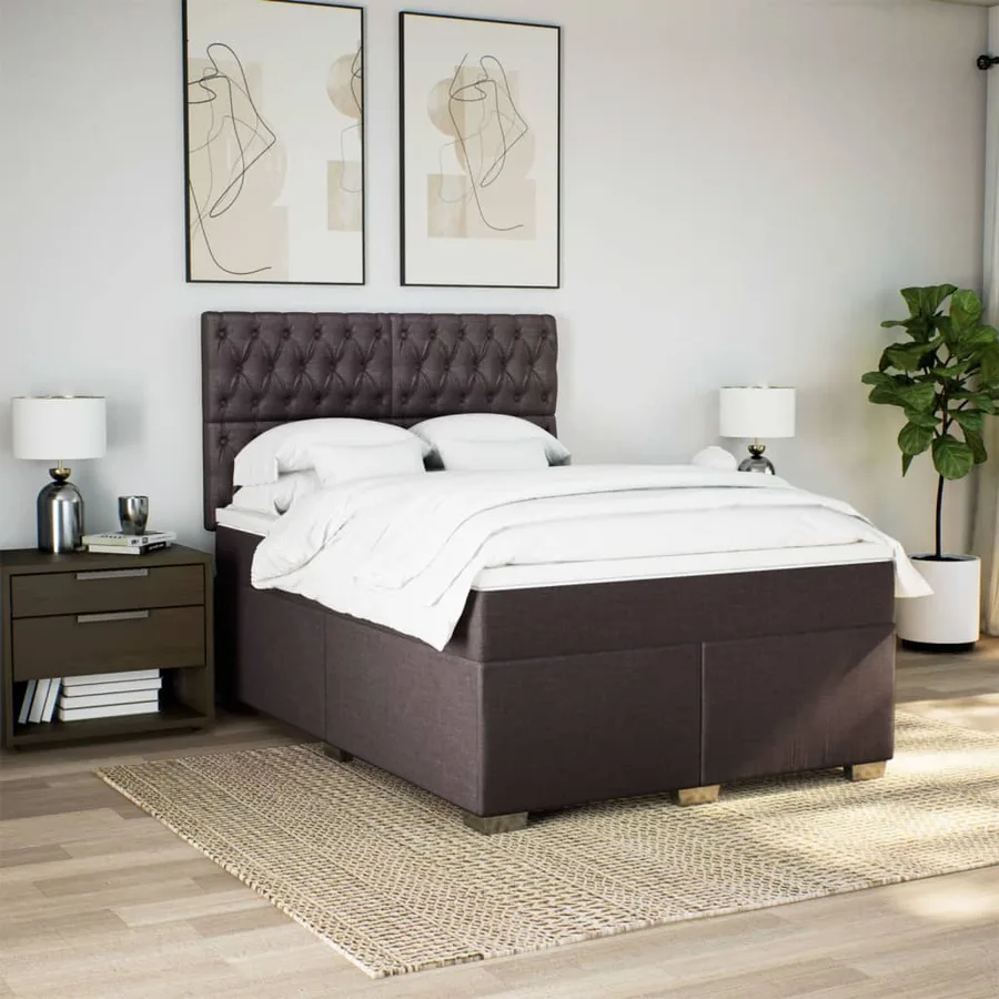 Sommier à lattes de lit avec matelas Marron foncé 160x200 cm - 4