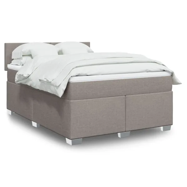 Sommier à lattes de lit avec matelas Taupe 160x200 cm Tissu