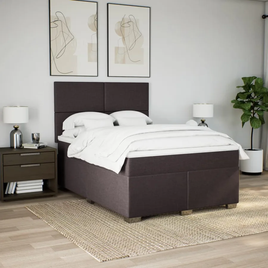 Sommier à lattes de lit avec matelas Marron foncé 160x200 cm - 3