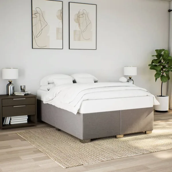 Cadre de lit sans matelas taupe 160x200 cm tissu