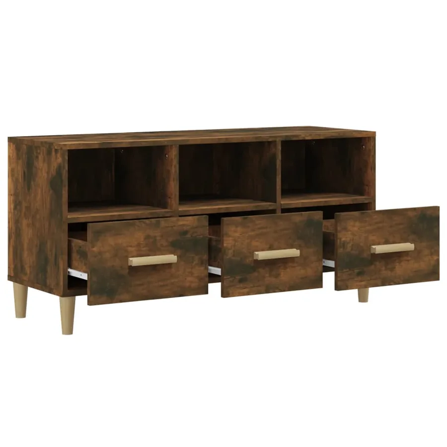 Meuble TV Chêne fumé 102x36x50 cm Bois d'ingénierie - 7