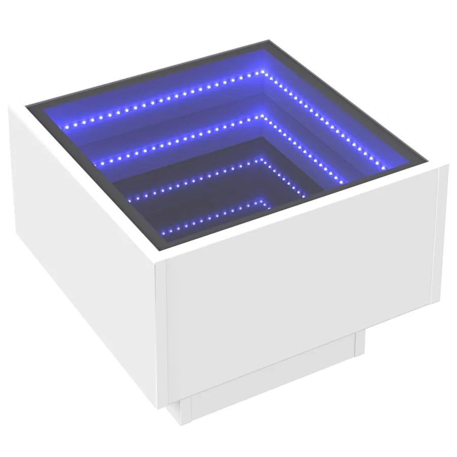 Table de chevet avec LED infini blanc 40x40x30 cm - 3