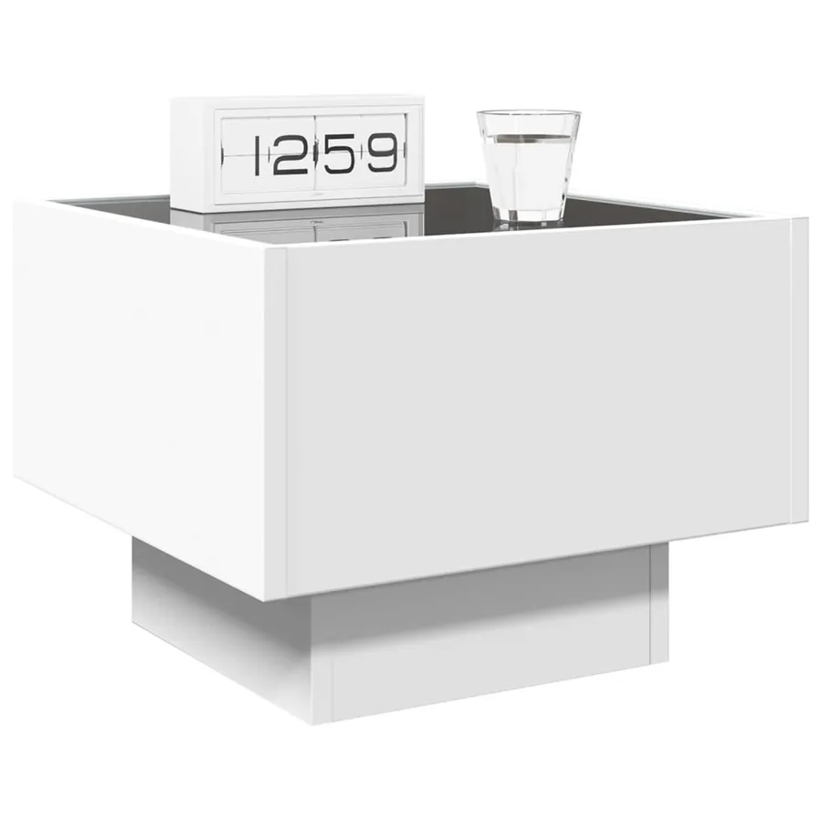 Table de chevet avec LED infini blanc 40x40x30 cm - 5