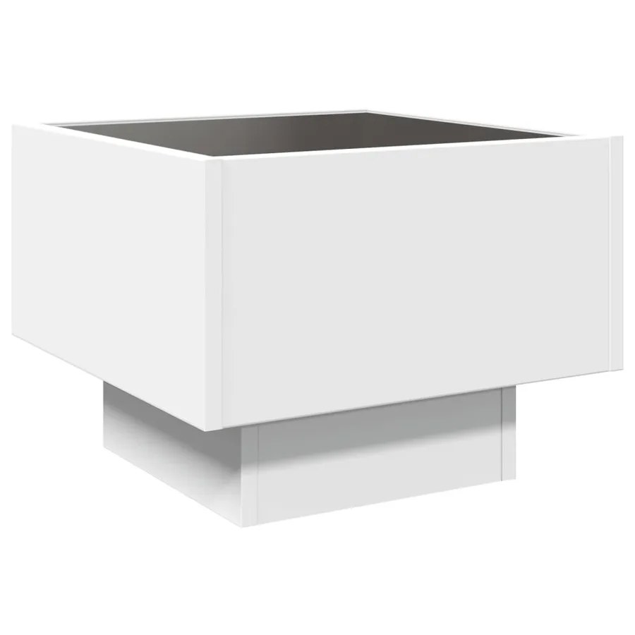 Table de chevet avec LED infini blanc 40x40x30 cm - 8