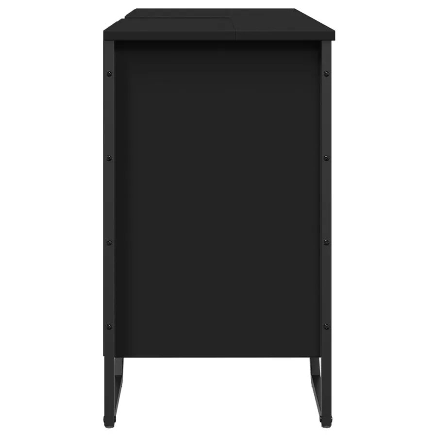 Armoire lavabo de salle de bain noir 91x35x60 cm - 5