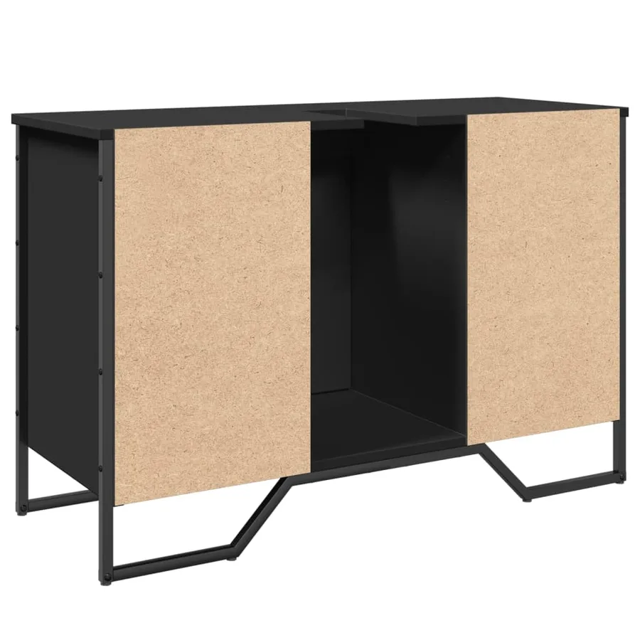 Armoire lavabo de salle de bain noir 91x35x60 cm - 6