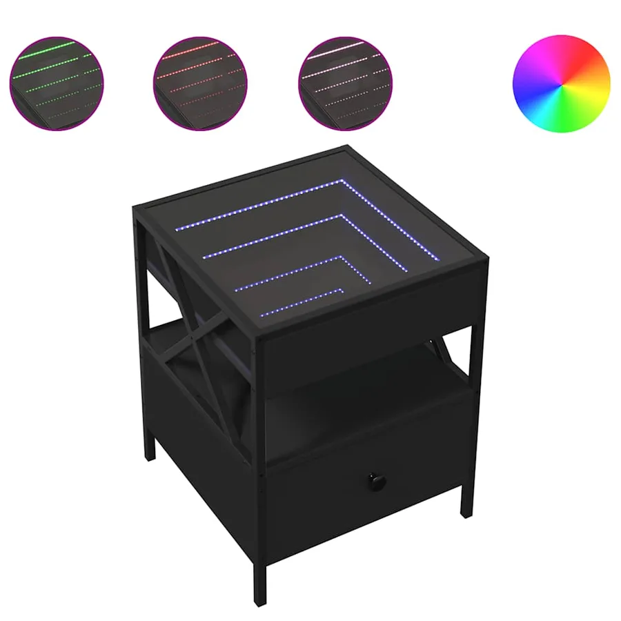 Table basse avec LED Infinity noir 40x40x51 cm - 2