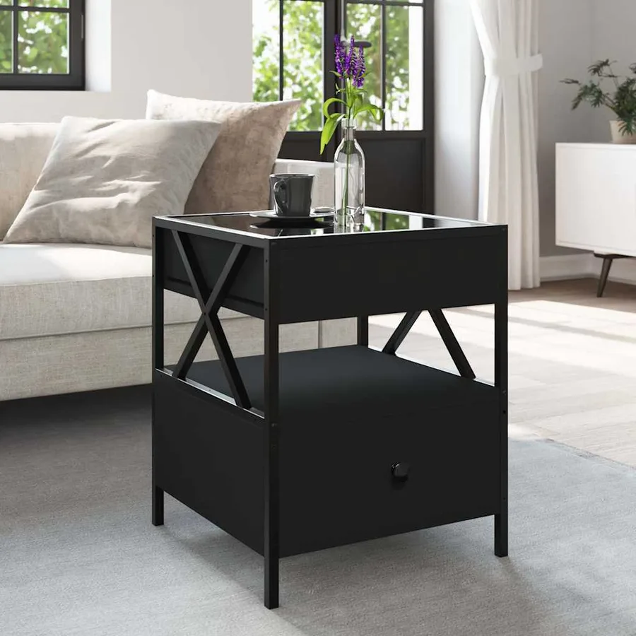 Table basse avec LED Infinity noir 40x40x51 cm - 4