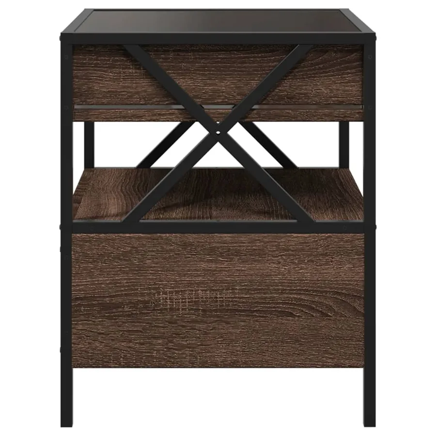 Table de chevet avec LED infini chêne marron 40x40x51 cm - 7