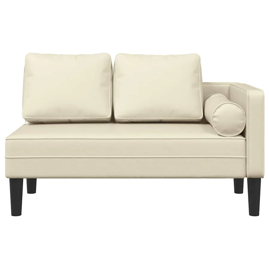 Chaise longue avec coussins crème similicuir - 3