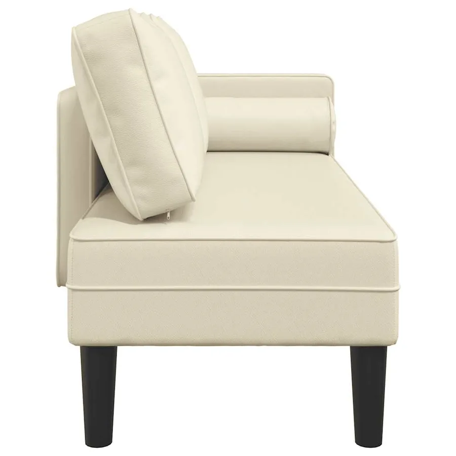Chaise longue avec coussins crème similicuir - 4