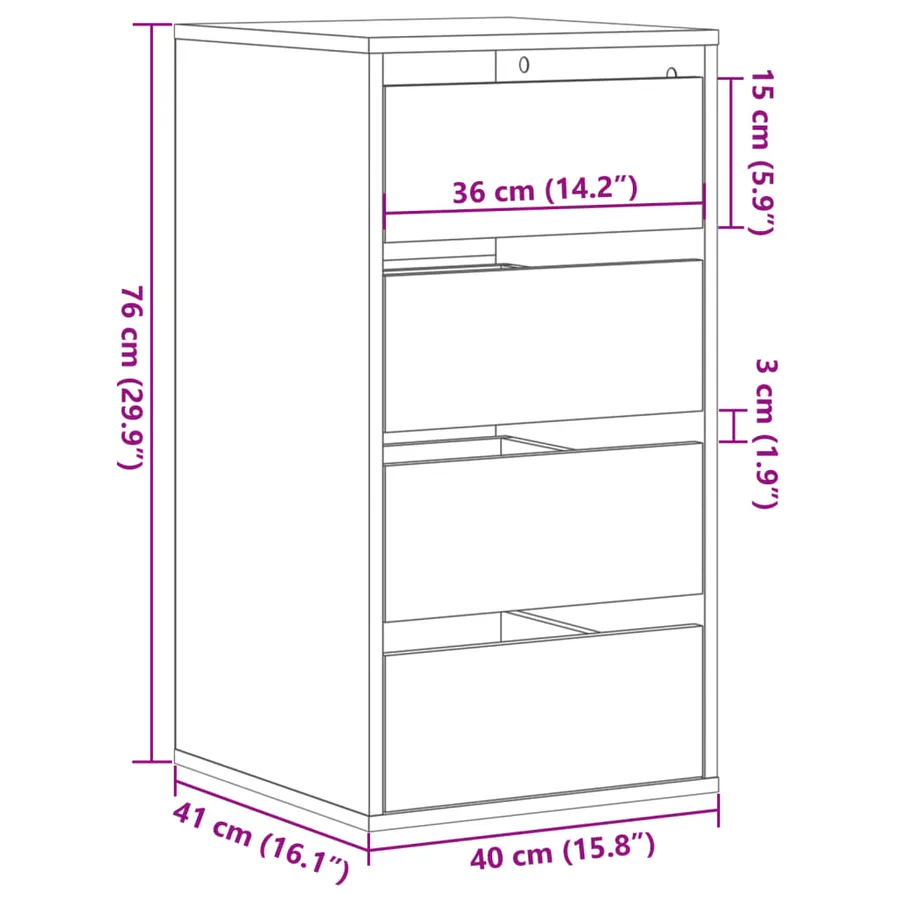 Commode d'angle chêne marron 40x41x76 cm bois d'ingénierie - 8