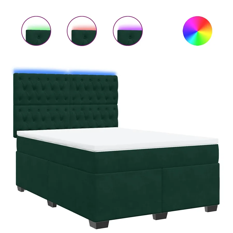Sommier à lattes de lit et matelas Vert foncé 140x200cm Velours - 2