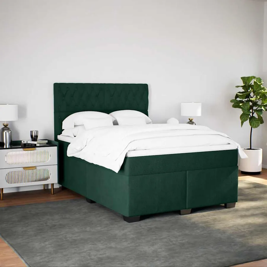 Sommier à lattes de lit et matelas Vert foncé 140x200cm Velours - 5
