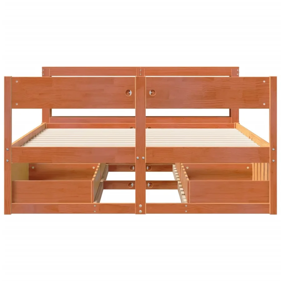 Cadre de lit sans matelas cire marron 140x190cm bois pin massif - 4