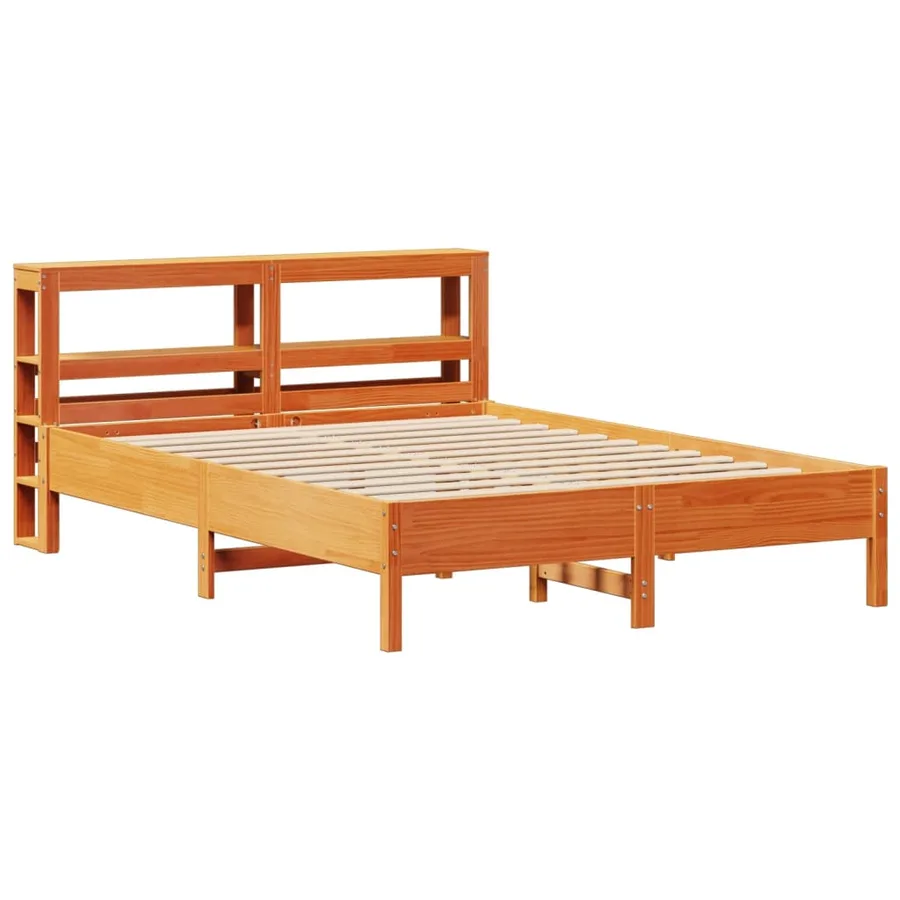 Cadre de lit sans matelas cire marron 140x190cm bois pin massif - 3