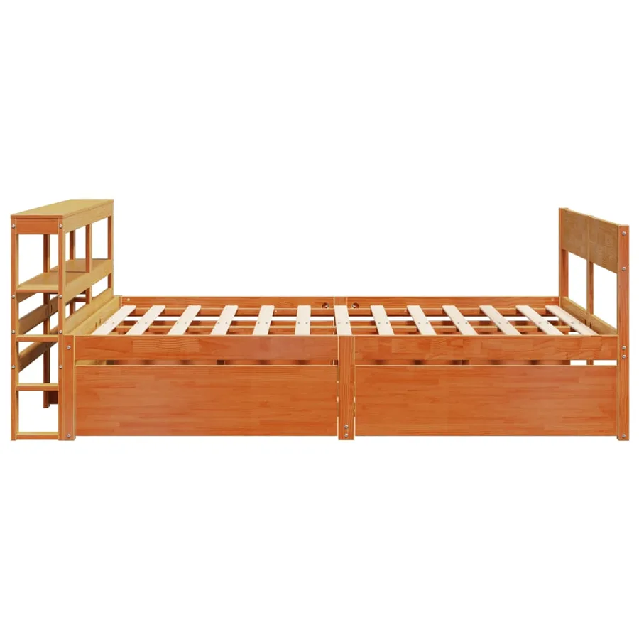 Cadre de lit sans matelas cire marron 140x200cm bois pin massif - 7