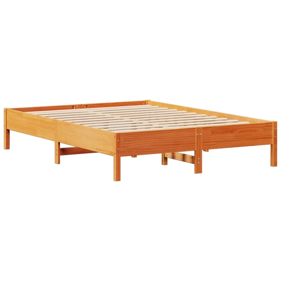 Cadre de lit sans matelas cire marron 140x200cm bois pin massif - 7