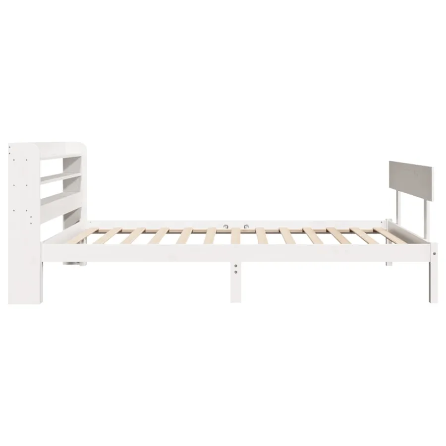 Cadre de lit sans matelas blanc 75x190 cm bois de pin massif - 5