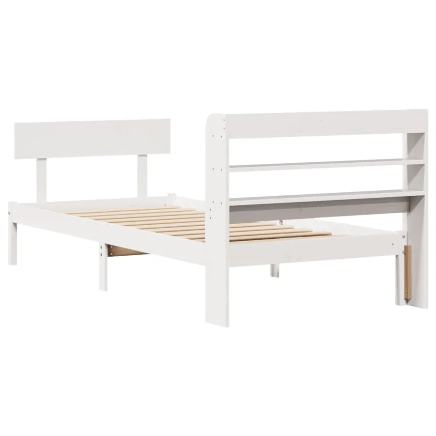 Cadre de lit sans matelas blanc 75x190 cm bois de pin massif - 6