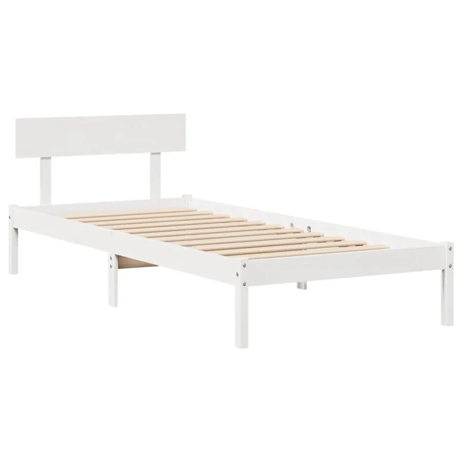 Cadre de lit sans matelas blanc 75x190 cm bois de pin massif - 7